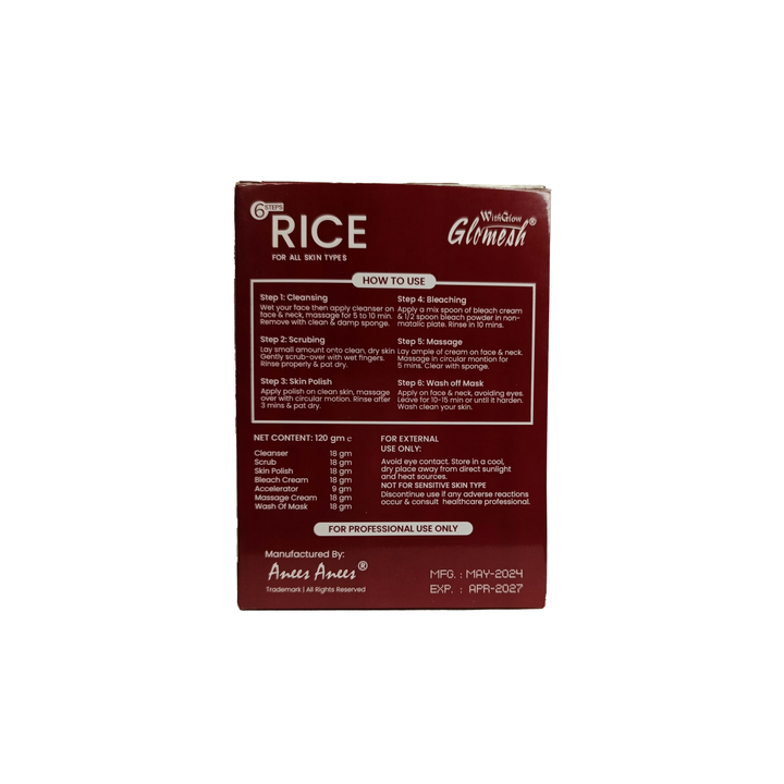 Glomesh Rice Facial Sachet Kit  6 in 1 - Glomesh