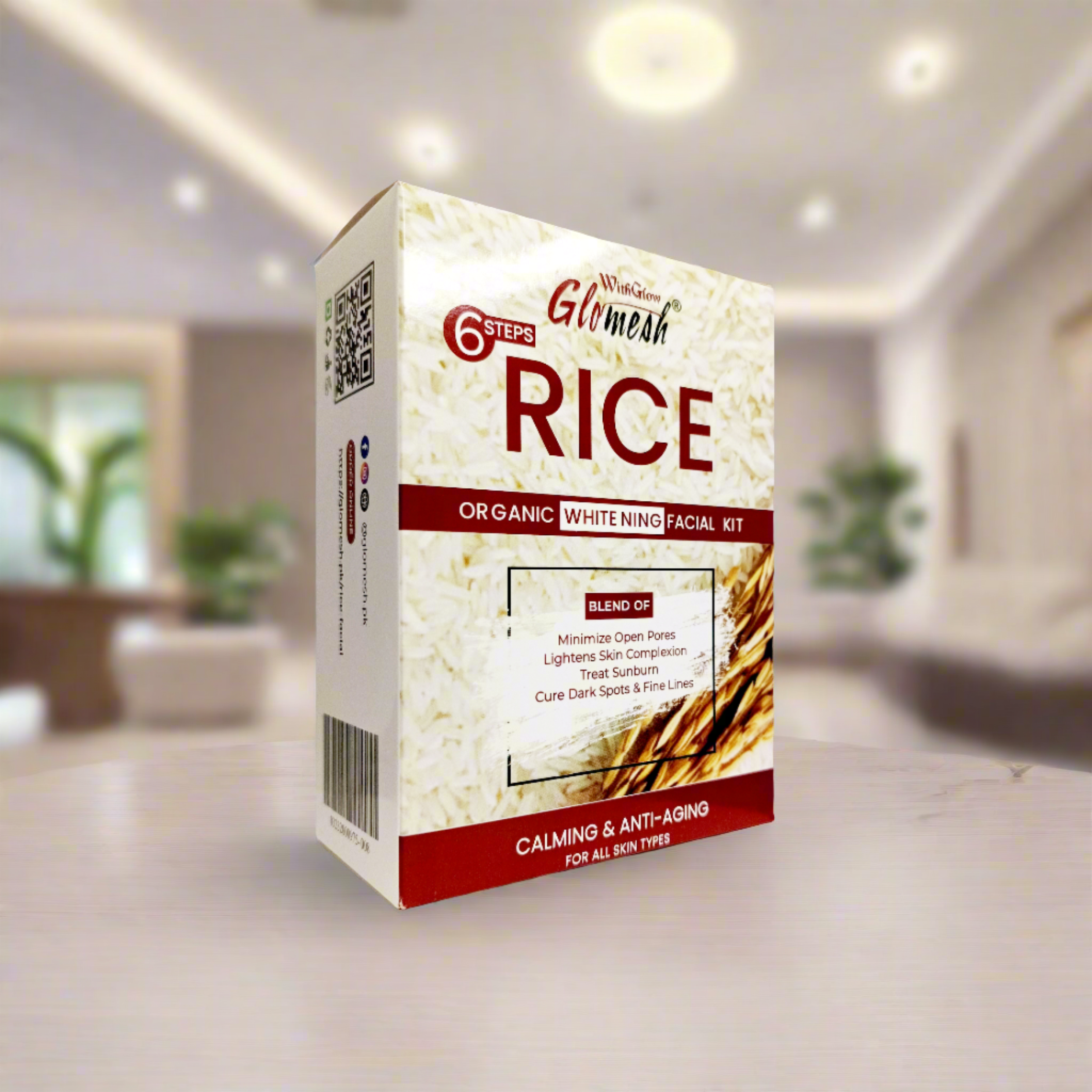 Glomesh Rice Facial Sachet Kit  6 in 1 - Glomesh