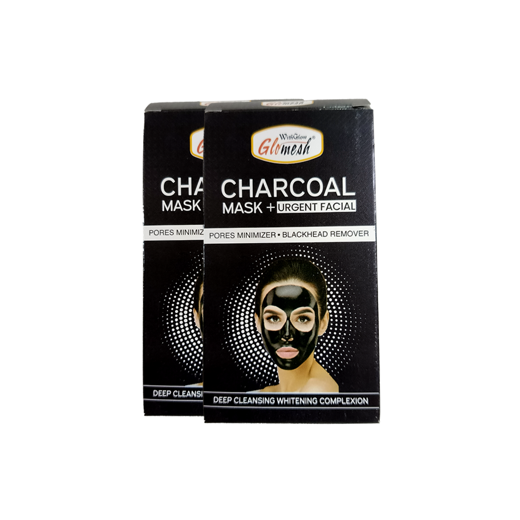 Charcoal Black Mask With Urgent Facial Sachet - Glomesh