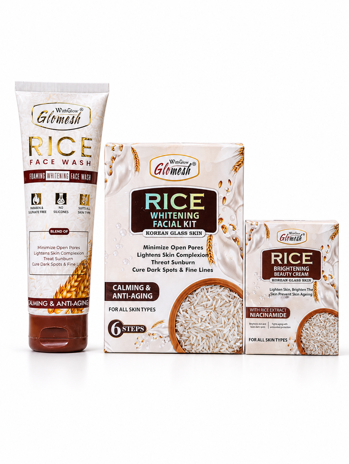 Rice Whitening Kit with Facial – (3-Step Set) - Glomesh