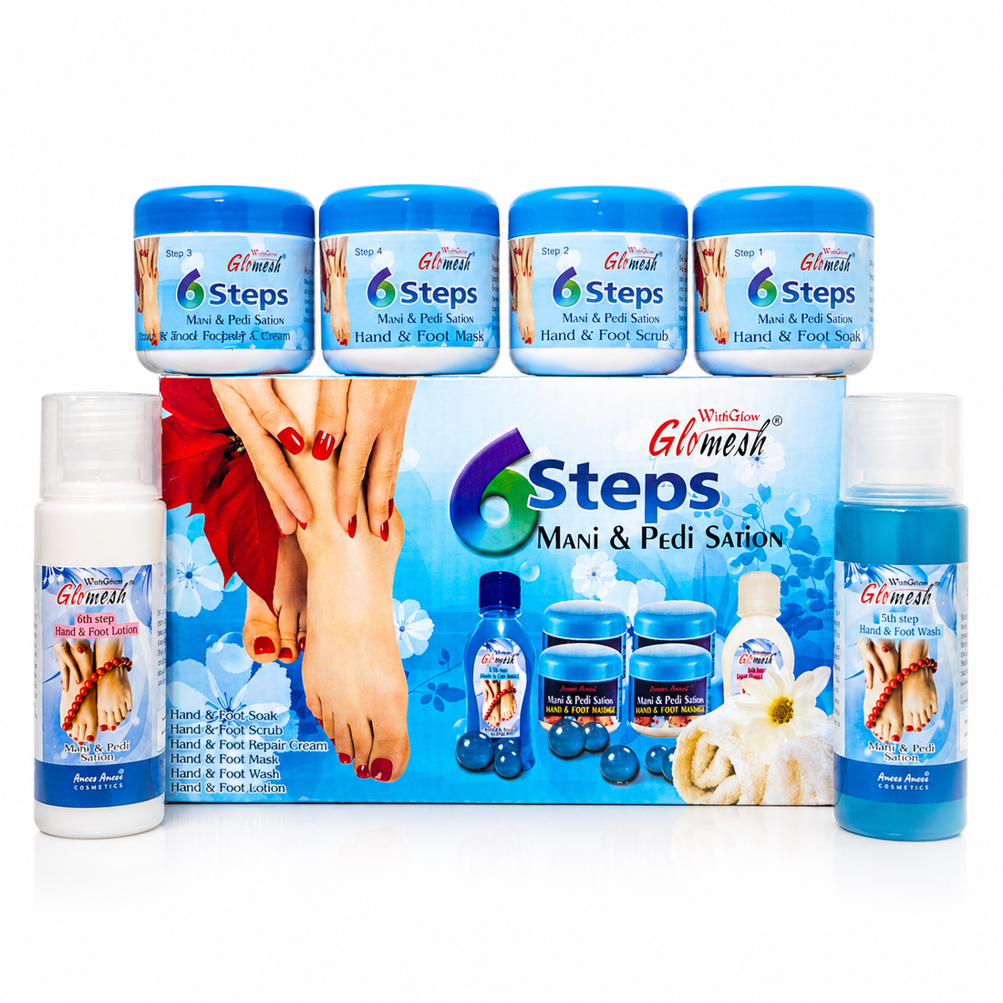 Glomesh Manicure Pedicure Treatment Kit 6-in-1
