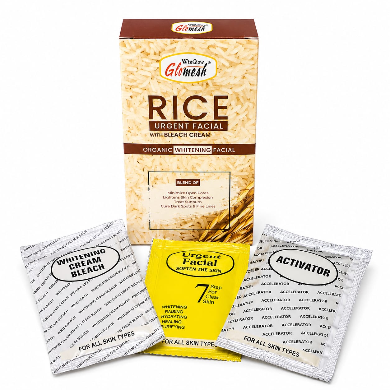 Glomesh Face Wash & Sunblock Combo Pack + FREE Rice Urgent Facial | 4-in-1 Skincare Bundle