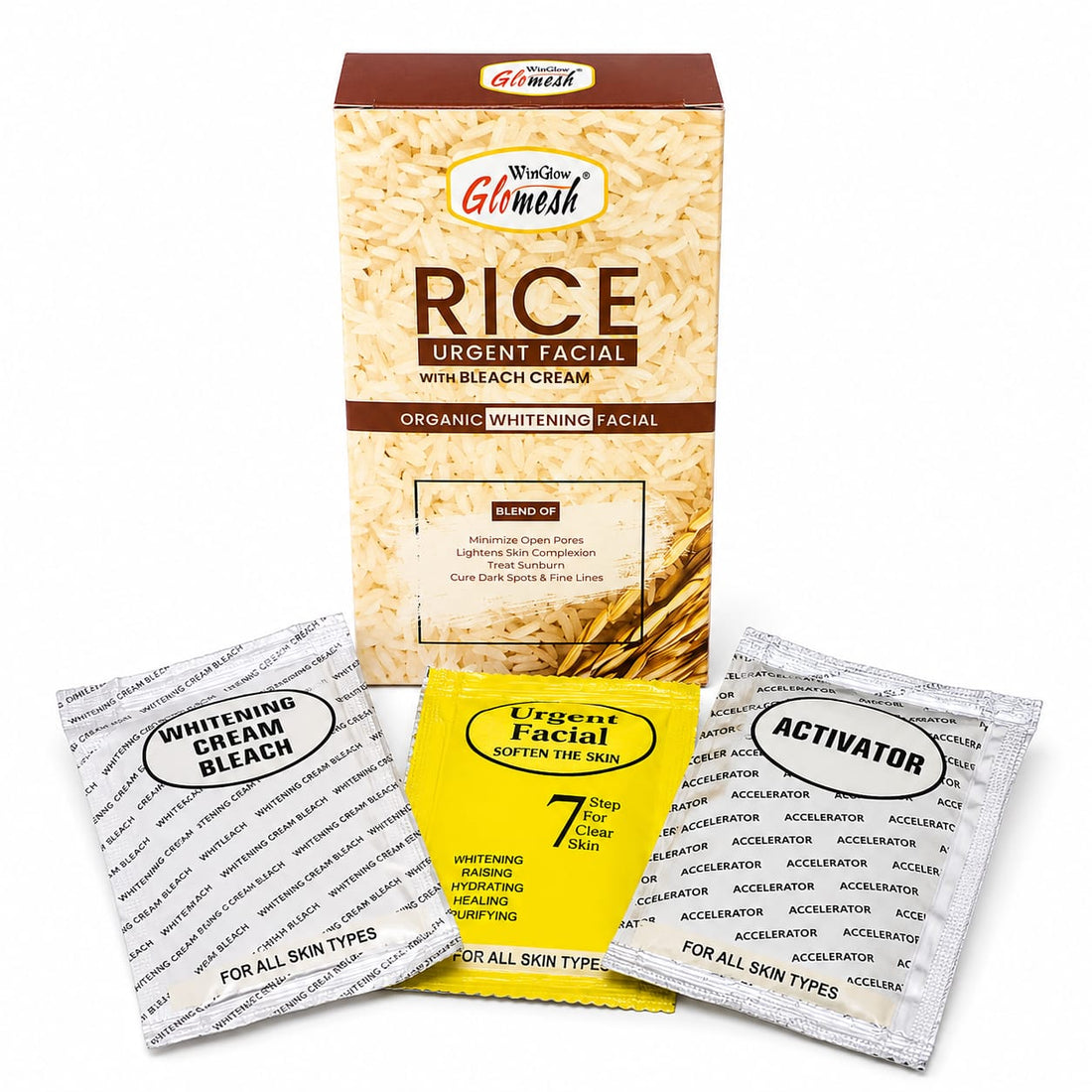 Glomesh Face Wash & Sunblock Combo Pack + FREE Rice Urgent Facial | 4-in-1 Skincare Bundle
