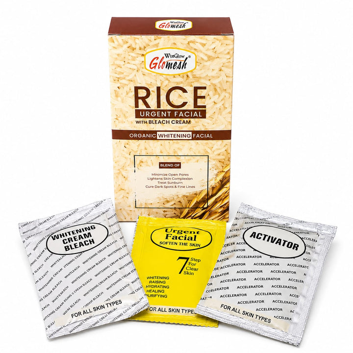 Glomesh Face Wash & Sunblock Combo Pack + FREE Rice Urgent Facial | 4-in-1 Skincare Bundle