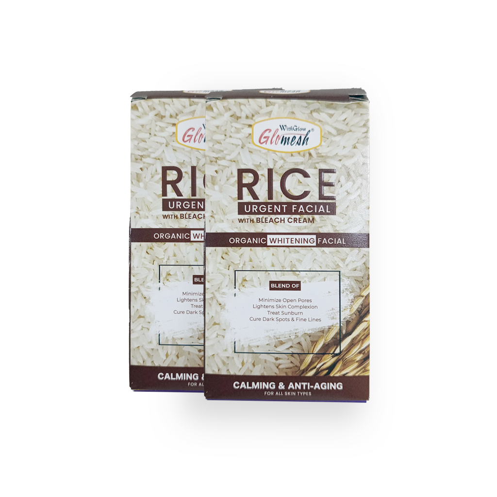 Glomesh Rice Urgent Facial Sachet with Bleach Cream - Glomesh