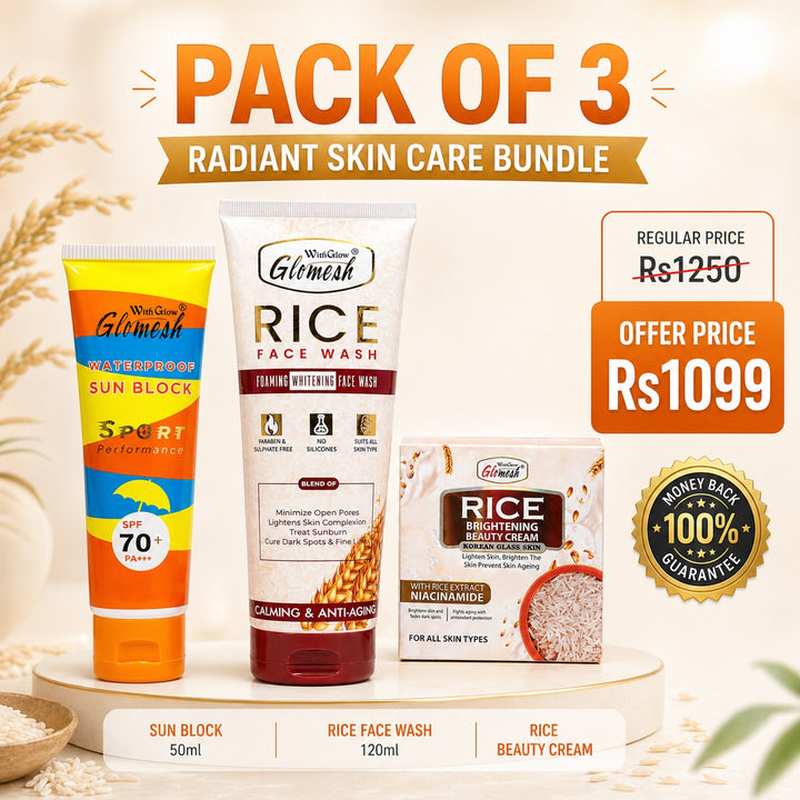 Glomesh Rice Glow Pack of 3 Bundle - Glomesh