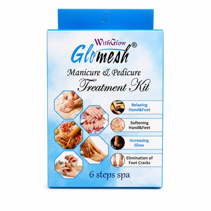 Glomesh Manicure & Pedicure Treatment Kit – 6 Steps Spa | Hand & Foot Care Kit | Softening & Relaxing Formula