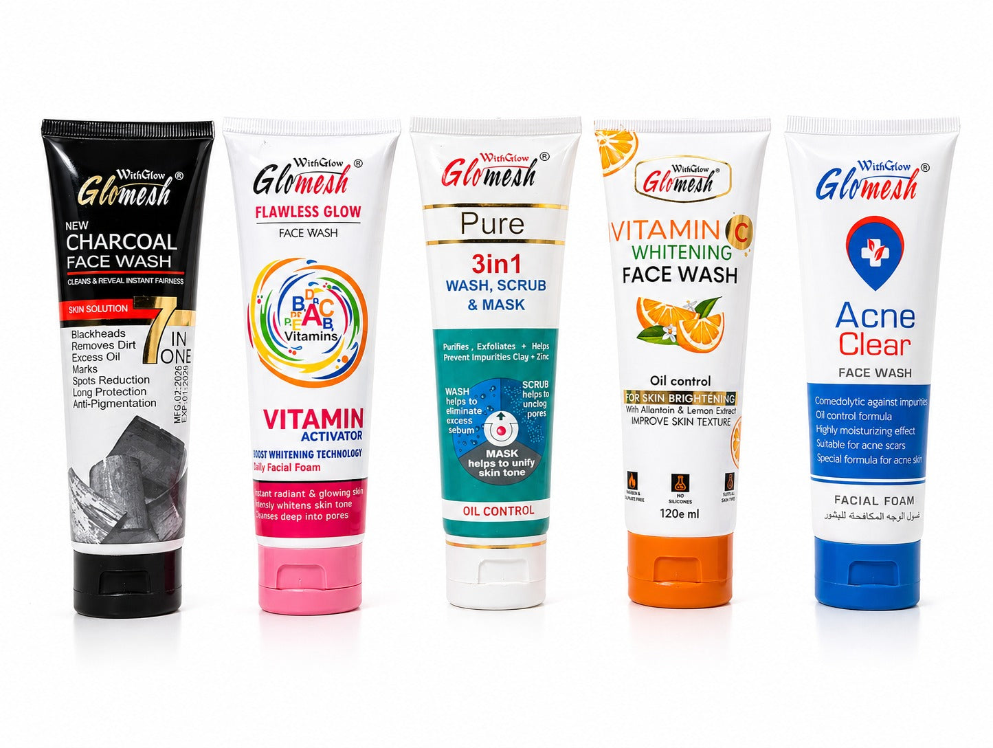 Glomesh Buy 4 Get 1 Free Face Wash Bundle - Glomesh