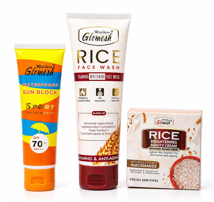 Glomesh Rice Glow Pack of 3 Bundle - Glomesh