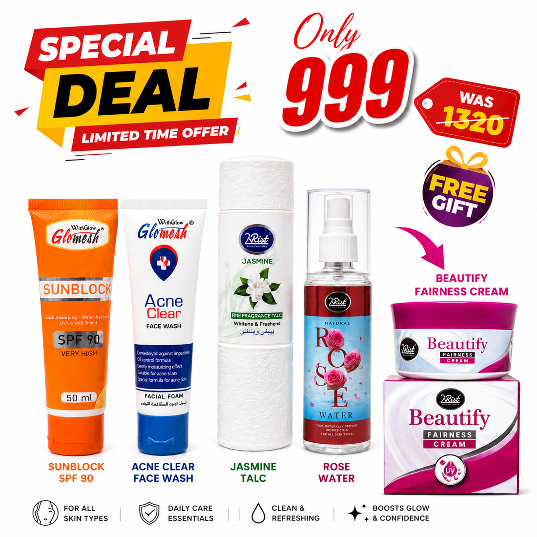 Deal 3 pack of 4 with free gift