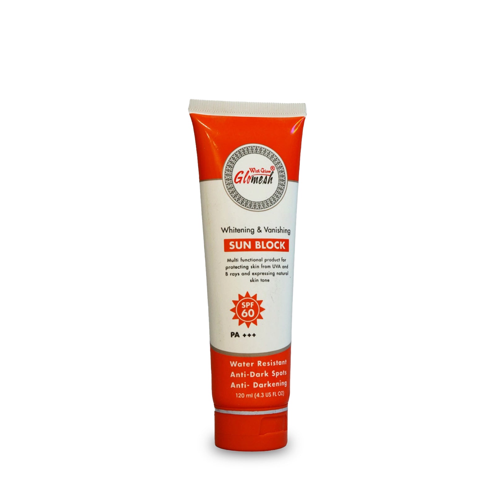 Glomesh Sunblock Skin Care WaterProof & Anti Dark Spots SPF 60 120ml - Glomesh